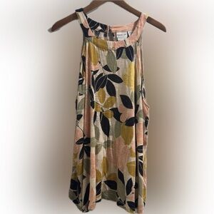 Rachel Zoe 100% Linen Jungle Tropical Floral Tank Top Size 3X